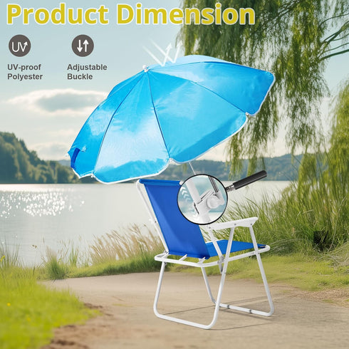NAICKUC 360Canopy 265lbs, Folding Beach Chair with Umbrella, Outdoor Folding Chair Shade, Lightweight and Waterproof
