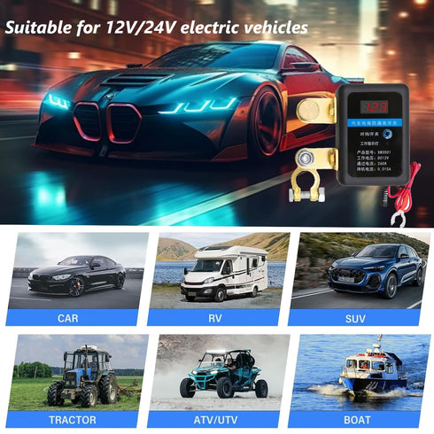 Avutrel 12v Kill Switch-Smart Remote Car Battery Disconnect Switch Device for Vehicle, RV, ATV, Truck, Boats (with LED)