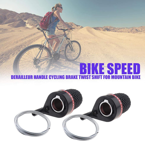 SING F LTD Bicycle Twist Shifter Repair Kit, 3x6 (18) Speed with Grips Cables for MTB Road Bike Cycle Universal
