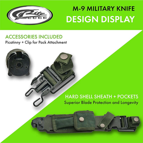 SZCO Supplies 13" M-9 Bayonet Tactical Saw Back Knife, Green/Black