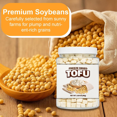 2.83oz (80g) 1cm Freeze Dried Tofu Cubes, Bite Size, Plant Based Dehydrated Tofu, Low Sugar, High Protein, Keto