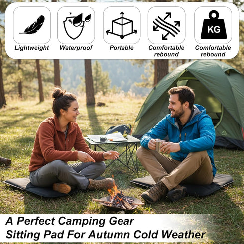 Ptwola Backpacking Portable Seat Cushion Sponge Camping Sitting Pad Folding Seat Pad Mat Comfort Thick Travel Stadium