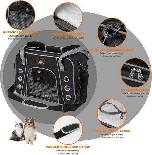 Lifeand Cat Carrier, Collapsible Soft Sided Pet Carrier for Large Medium Cats Under 18lb, Airline Approved
