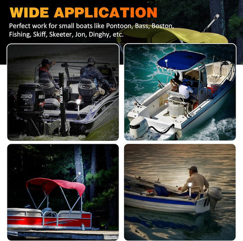 12 Inches IP67, 3NM (12-24V) Anchor Light Stern Lights for Boats LED Waterproof White Fold Down Rear Boat Navigation