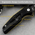 HX OUTDOORS Premium D2 Steel Folding Pocket Knife with Lock, Non-Slip G10 Handle and Pocket Clip (Black)