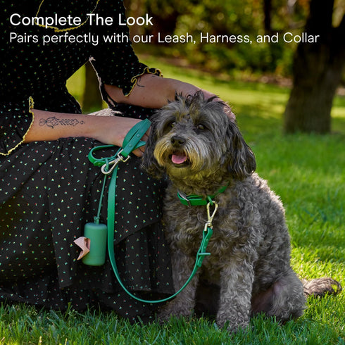 1 Wild One Dog Poop Bag Holder and Dispenser with Leash Attachment, Leak Proof, Easy Twist Top for Refills, Includes