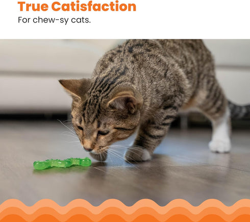 Catnip-Infused Wiggle Worm Dental Chew Toy for Cats