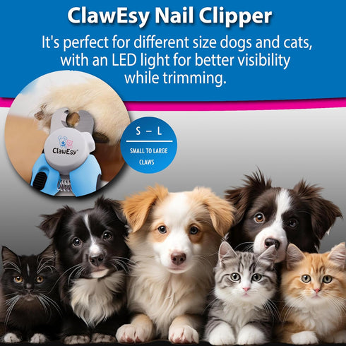 Dog Nail Clipper with LED Light, Stainless Steel Pet Nail Trimmer with Safety Guard, Free Nail File, Pink