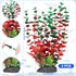 QUOZUO 3pcs Aquarium Large Plants Decoration, Aquarium Decorations Artificial Plastic Plants, Dark Red Fish Tank