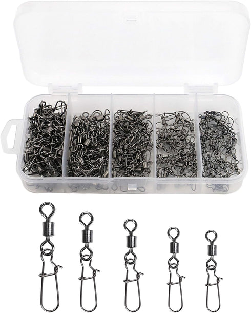 Fishing Swivels Snaps Set, Rolling Bearing Swivel with Duo Lock Snap Connector for Freshwater and Saltwater Fishing