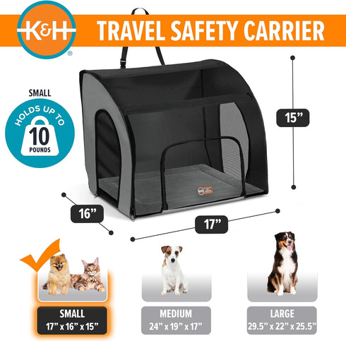 17 16 15in K&H Pet Products Enclosed Dog Cat Car Seat, Travel Safety Carrier for Pets, Dog Travel Car Seat, Soft-Sided