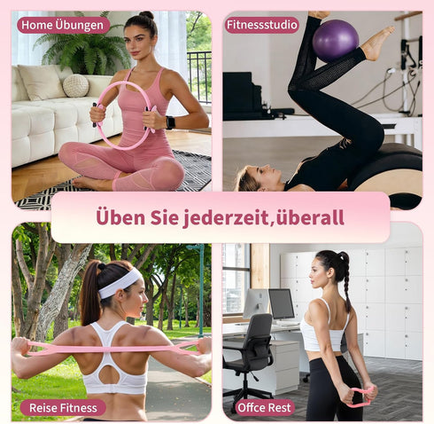 Set 5 14'' Pilates Ring for Women, Pilates Equipment with Resistance Bands & Accessories, Pilates Ball, Magic Circle