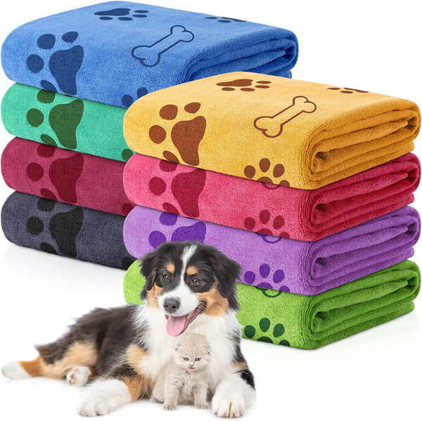 Chumia 8 Pcs Bulk Towels for Drying Dogs, Microfiber Quick Drying Bath Towels for Medium Pets (40 x 24 Inch, Colorful)