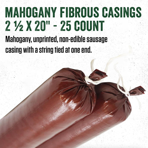 2 Inches 20 Inches, 3 Summer 25 Count Pack LEM Products Mahogany Fibrous Casings, x Non-Edible Sausage Casings, Stuffs