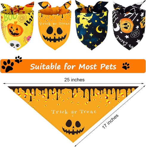 8 Pieces Halloween Dog Bandanas, Adjustable Pet Scarf for Halloween Holiday Costume, Spider Style