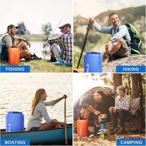 TOMSHOO Dry Bag 3-Pack/5-Pack, Lightweight Waterproof Roll Top Sack Set for Hiking, Fishing, Camping, Boating
