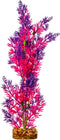GloFish Large Plant Aquarium Décor, Purple and Pink, Fluorescent Under Blue LED Light