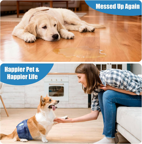 (Pack 3) Wegreeco Jeans Washable Dog Diaper Male of - Washable Male Dog Belly Wrap (Small)