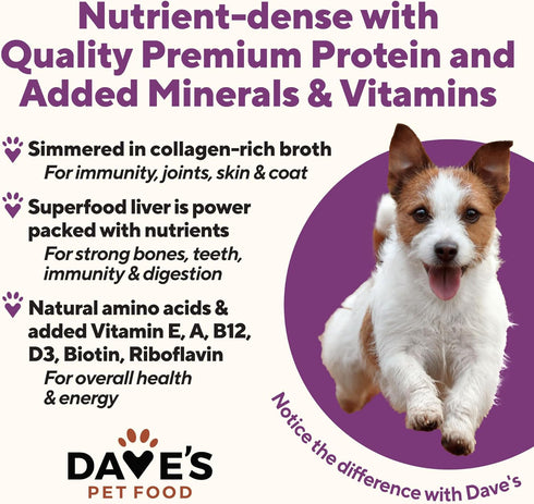 Dave's Pet Food Grain Free Wet Dog Food, Pork & Sweet Potato in Broth, 13.2 oz Cans, Case of 12, Made in Canada