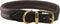 Dogs My Love Brown Soft Genuine Rolled Leather Dog Collar with Brass Hardware (17.5"-19" Neck Circumference)