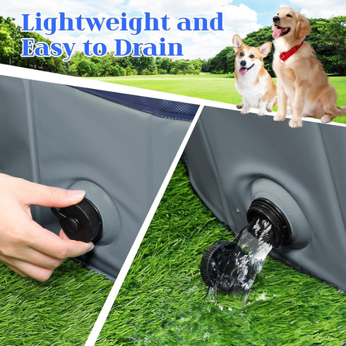 Swimming 39.5 12 Eooqi Foldable Dog Pool, Portable Pet Bath Tub and Kiddie Pool, Collapsible Bathtub for Puppies