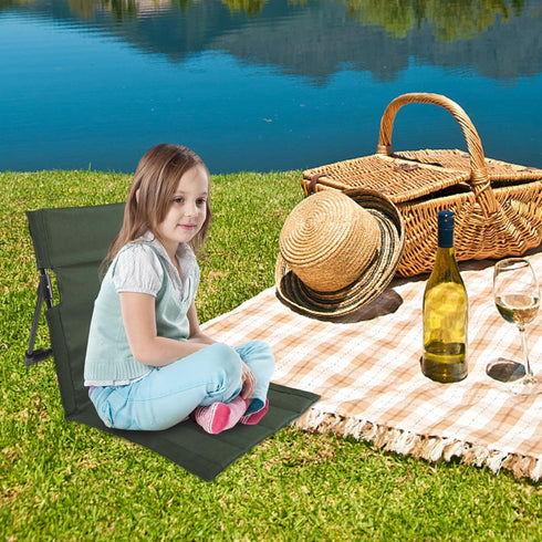 Comebachome 500g Foldable Beach Chair with Back Rest, Portable Sunbathing Recliner, Heavy Duty, Dark Green