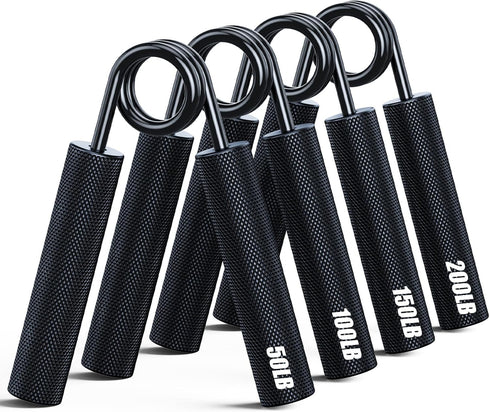 Grip Strength Trainer 4 Pack, 50LB-200LB Metal Hand Grip Strengthener for Muscle Building and Hand Rehabilitation