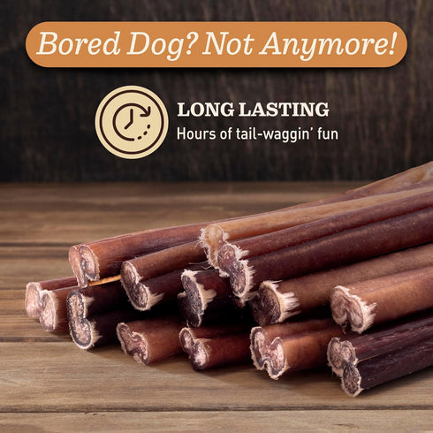 EVER FARM (12", 5 Pack) 100% Pet Odor-Free Standard Bully Sticks Grass-Fed Beef Pizzle Dog Chews, Fully Digestible