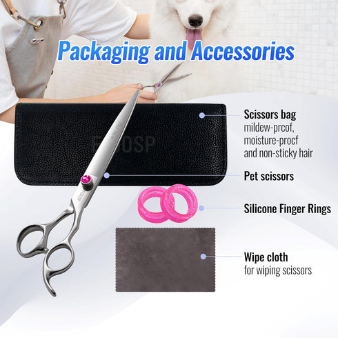 Straight Dog Grooming Scissors 7.0'', Professional Shears for Pet Cat Japan 440C, Super Sharp for Small Dogs
