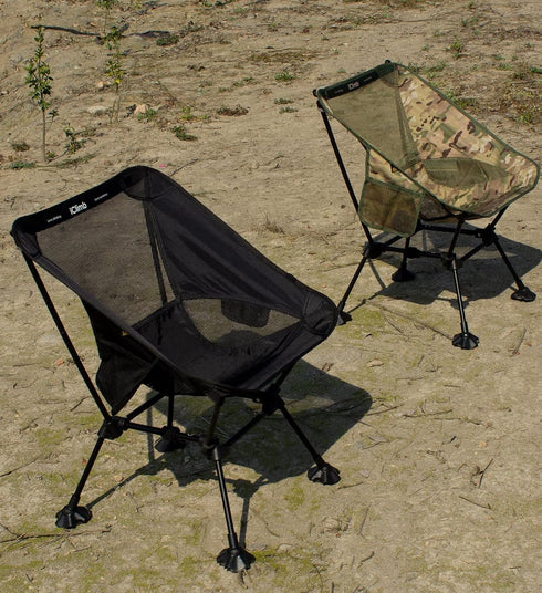 iClimb Ultralight Compact Camping Folding Beach Chair with Anti-Sinking Large Feet and Back Support Webbing (Blue