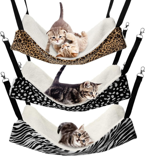 3 Pcs Reversible Pet Hammock, Soft Plush Hanging Bed for Cats, Guinea Pigs, and Other Small Animals (Dot)