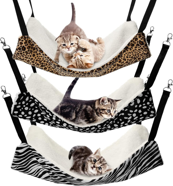 3 Pcs Reversible Pet Hammock, Soft Plush Hanging Bed for Cats, Guinea Pigs, and Other Small Animals (Dot)