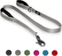 TwoEar 5FT 1IN Strong Gray Dog Leash - 2 Padded Handles, Traffic Handle for Extra Control, Reflective Walking Lead