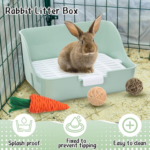 Reallnaive 15 Set Pcs Rabbit Starter Kit Small Rabbit Litter Box Girls Gift Animal Grooming Kit Bunny Toys Bowl