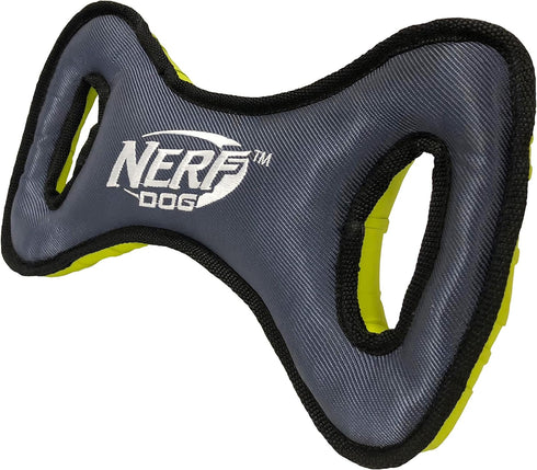 Nerf Dog 12.5in Tuff Rubber - Nylon Plush Infinity Tug Foam Filled, Green/Gray
