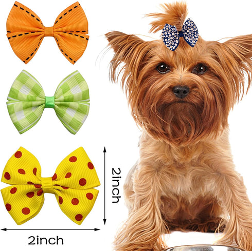 PET SHOW 20 Pairs Big Bowknot Dog Hair Bow Clips with French Barrette for Small, Medium, Large Dogs