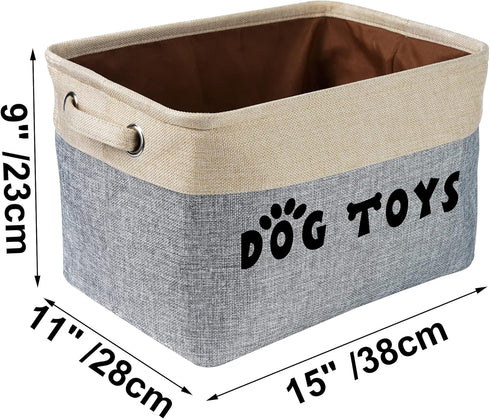 PET ARTIST Non-Customized Dog Toy Storage Basket - Gray, 15"L x 11"W x 9"H