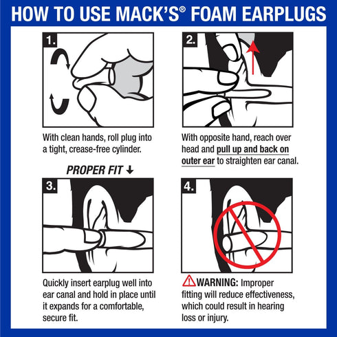 Mack's Maximum Protection Soft Foam Shooting Ear Plugs, 7 Pair Plus Travel Case, 33 dB Highest NRR