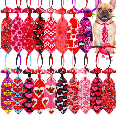 18pcs Valentines Day Dog Neck Ties, Adjustable Pink Red Small Dog Collar Ties for Holiday Grooming Accessories