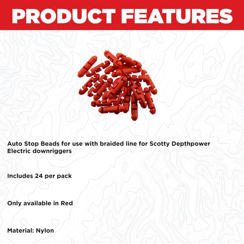 Scotty #2008-24 Auto Stopper Beads for Braided Line (24-Pack), Red