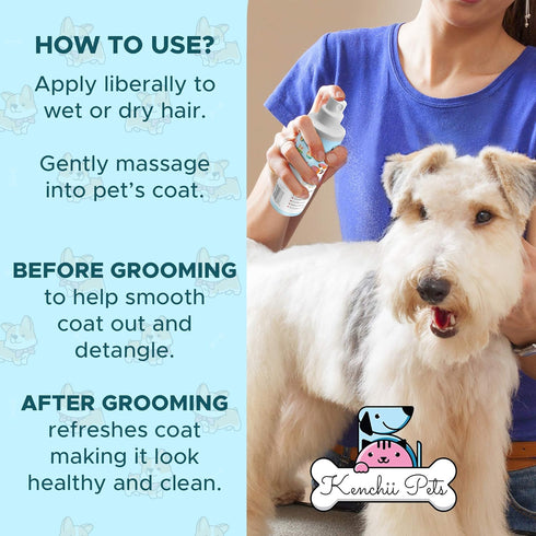 Professional Pet Grooming Spray for Dogs and Puppies, All-Natural Moisturizing Dog Detangler and Conditioner Coat Shine