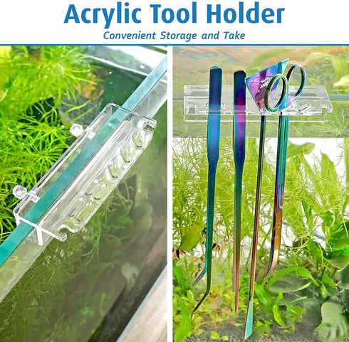 hygger 6-in-1 Long Aquarium Aquascaping Tools Kit, Premium Stainless Steel Tweezers, Scissors, Spatula, Tool Holder