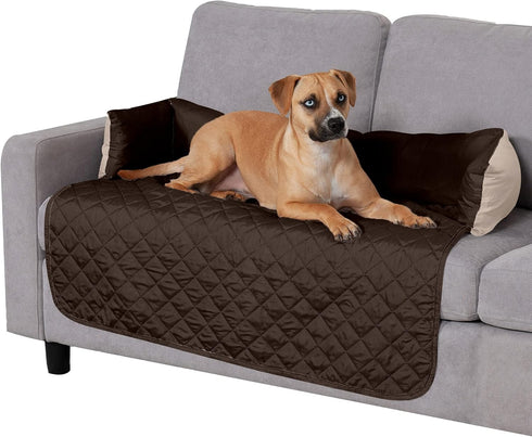 Furhaven Water-Resistant & Reversible 42" Wide Seat Cover Protector for Dogs & Cats, Espresso/Clay, Large