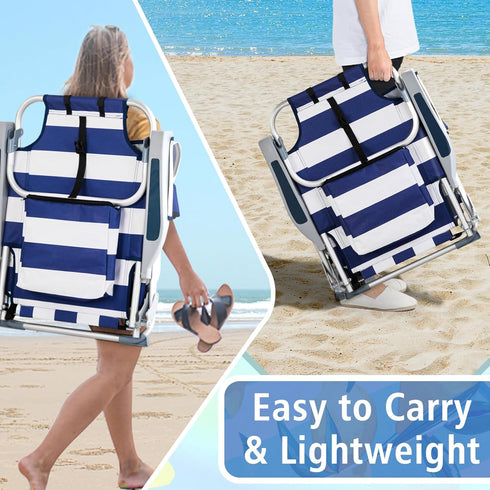 Generic Backpack Folding Beach Chair Portable Camping Chair, Low Beach Chair Lightweight Chair Folding Camp Chair
