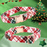 Dog Collar, Christmas Plaid Pet Collar Bow, Holiday Adjustable Collar for Medium Dogs