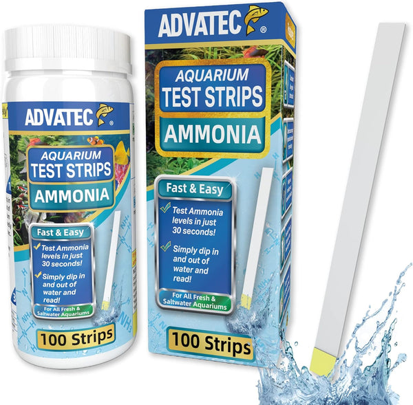 Ammonia Test Strips for Freshwater & Saltwater Fish Tank, Lab Grade Water Tester Kit - 100 Count
