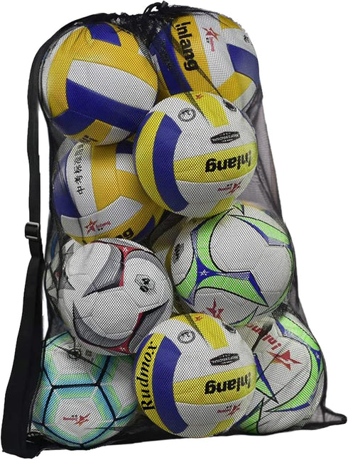Heavy Duty Mesh Ball Bag, Drawstring Sport Equipment Storage for Basketball, Soccer, Swimming Gear
