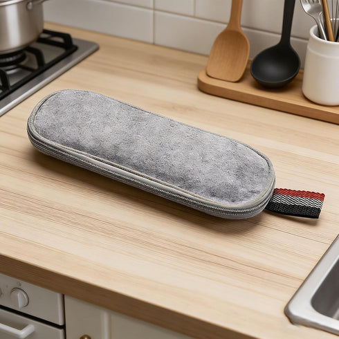GIFZES Cutlery Storage Box, Travel Cutlery Pouch Felt Utensil Organizer Bag with Zipper for Fork Spoon Knife