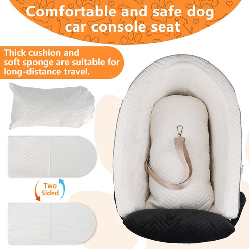 15 Lb Dog Car Seat for Small Dogs Adjustable Portable Center Console Dog Car Seat Removable Cat Booster Cars Seats
