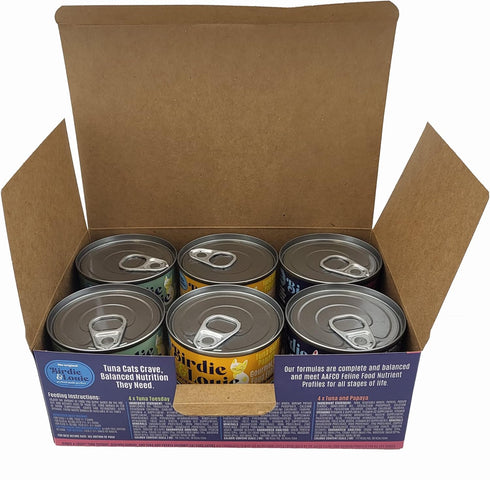 Birdie & Louie Wet Cat Food Variety Pack, Tuna Tuesday/Seafood Sunday/Tuna and Papaya Gourmet Entrees, 3 oz Cans |